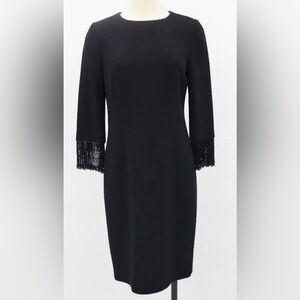 Teri jon Black Dress with beaded Cuffs